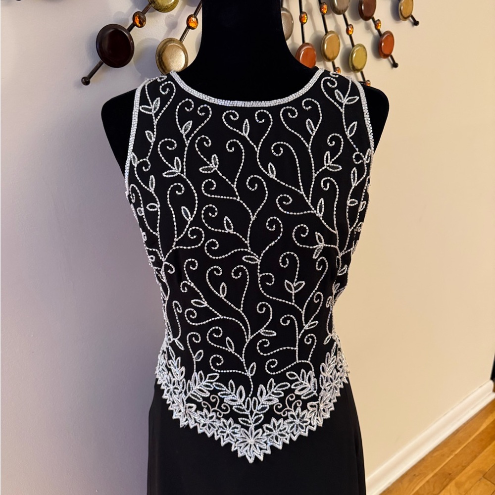Elegant Black and White Evening Gown JKARA NY